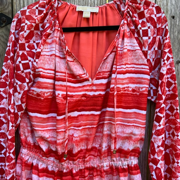 MICHEAL KORS Orange Coral Geometric Tie Dye Dress Women’s 6 - Picture 5 of 12